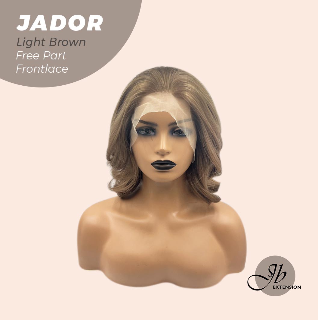 JBEXTENSION 10 Inches Light Brown Curly Lace Front Wig.Pre Plucked 13*4 HD Transparent Lace Frontal Handmade Futura Fiber Swiss Lace Synthetic Fiber Glueless Wig JADOR LIGHT BROWN