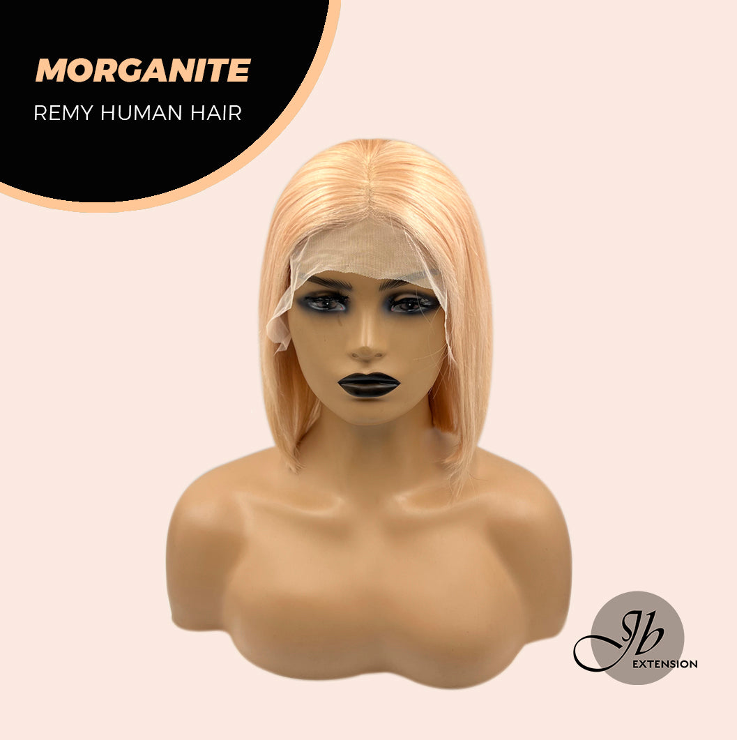 JBEXTENSION GEMSTONE COLLECTION 12 Inches Real Human Hair Peach Bob Cut Free Parting Wig MORGANITE