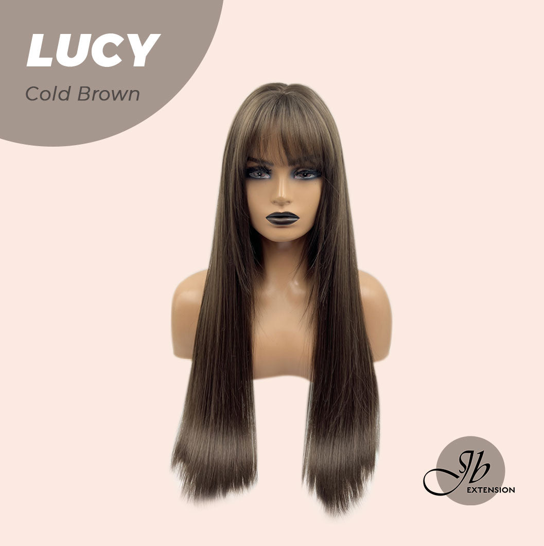 JBEXTENSION 24 Inches Cold Brown Wig With Bangs LUCY COLD BROWN