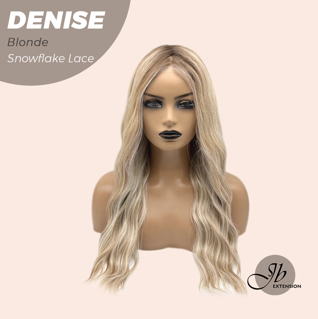 JBEXTENSION 24 Inches Blonde Wave Pre-Cut Snowflake Lace Frontlace Glueless Wig DENISE BLONDE【PERMATEASE】【BENDY EAR TABS】- M/L