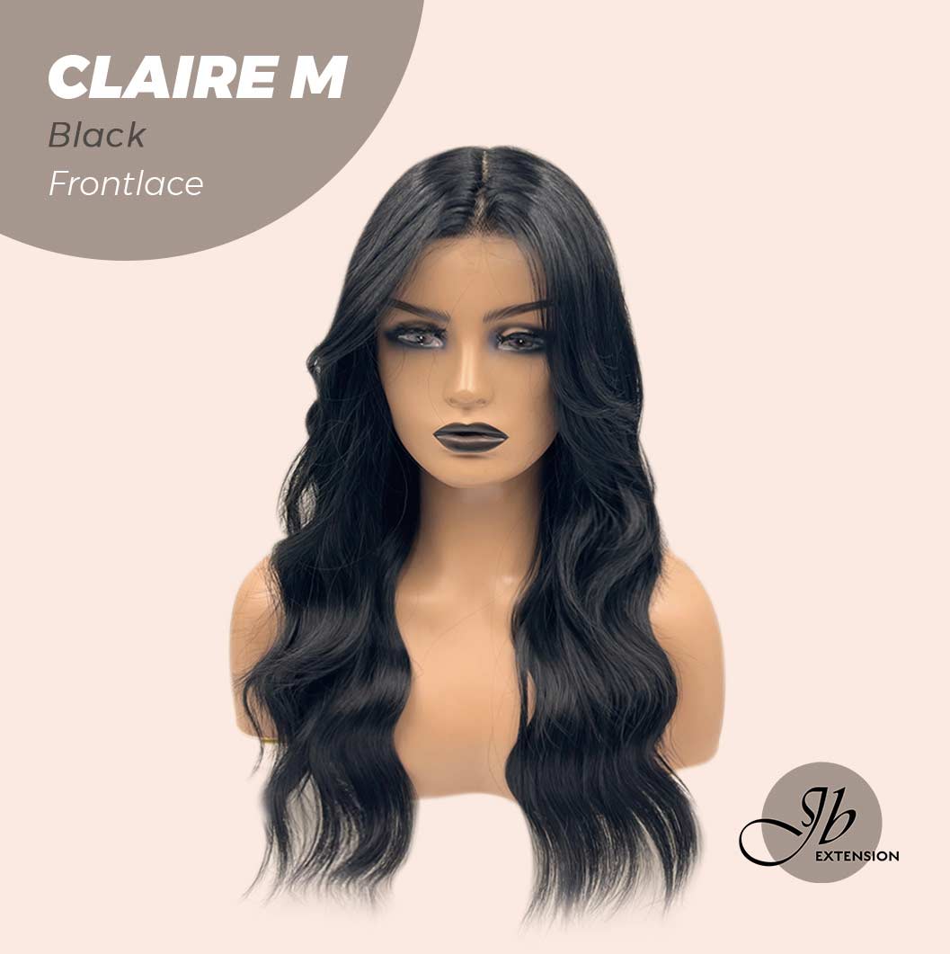 JBEXTENSION 22 Inches Body Wave Jet Black Pre-Cut Frontlace Glueless Wig CLAIRE M BLACK