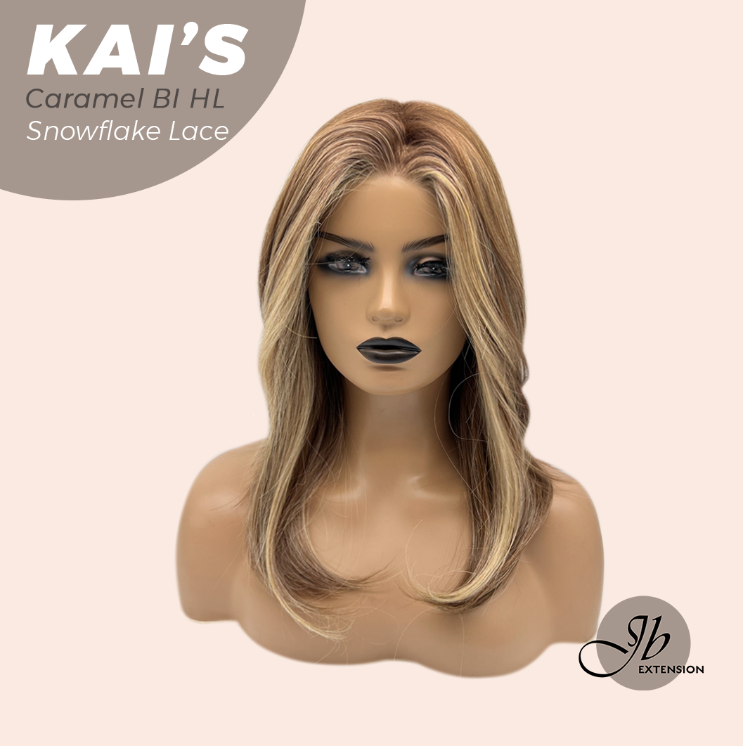 [PRE-ORDER] JBEXTENSION 18 Inches Caramel Blonde Highlight Pre-Cut Snowflake Lace Frontlace Glueless Wig KAI'S CARAMEL BLONDE HIGHLIGHT【PERMATEASE】【BENDY EAR TABS】