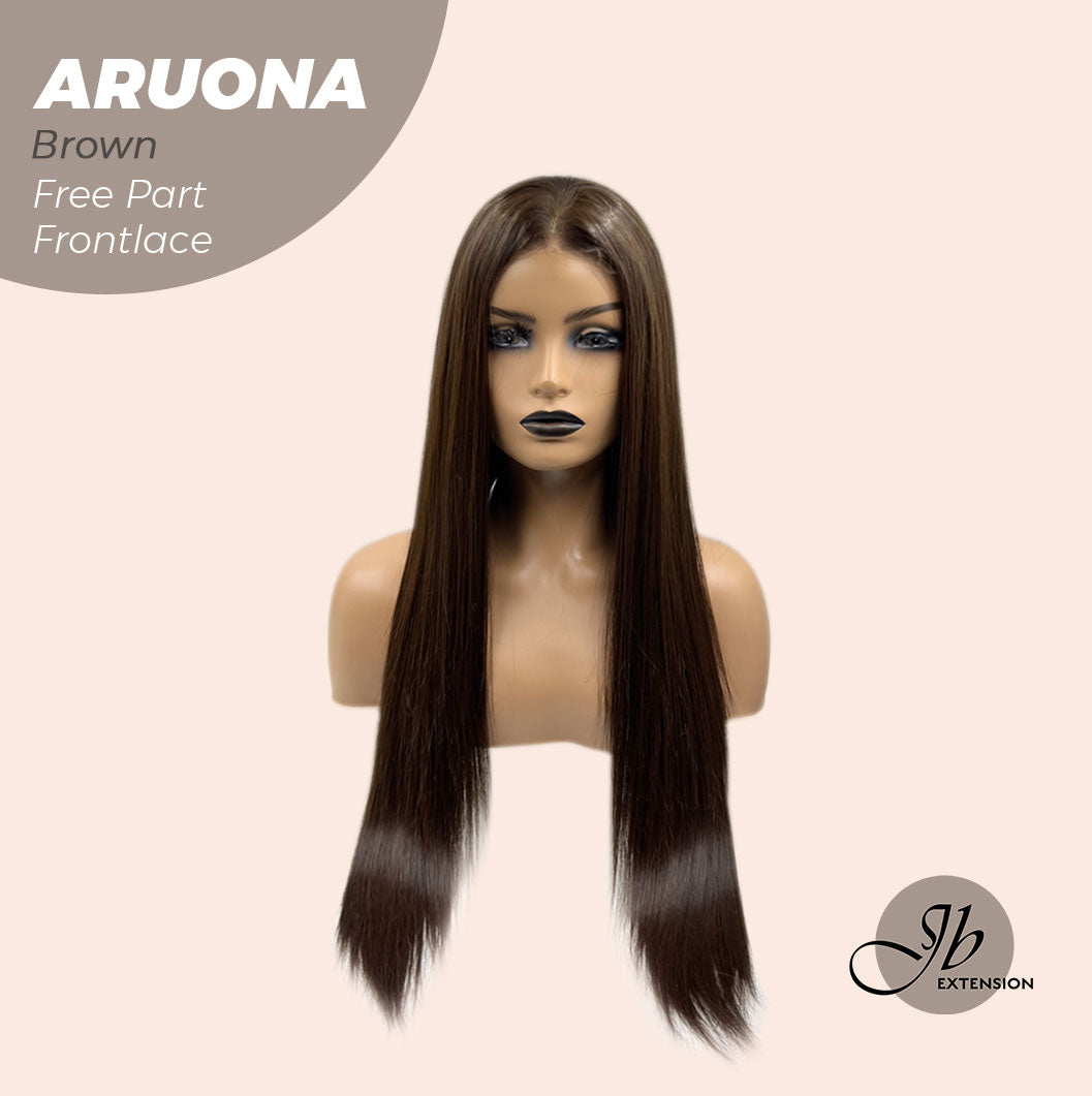 JBEXTENSION 28 Inches Brown Straight 13X3.5 Free Part Pre-Cut Frontlace Glueless Wig ARUONA BROWN