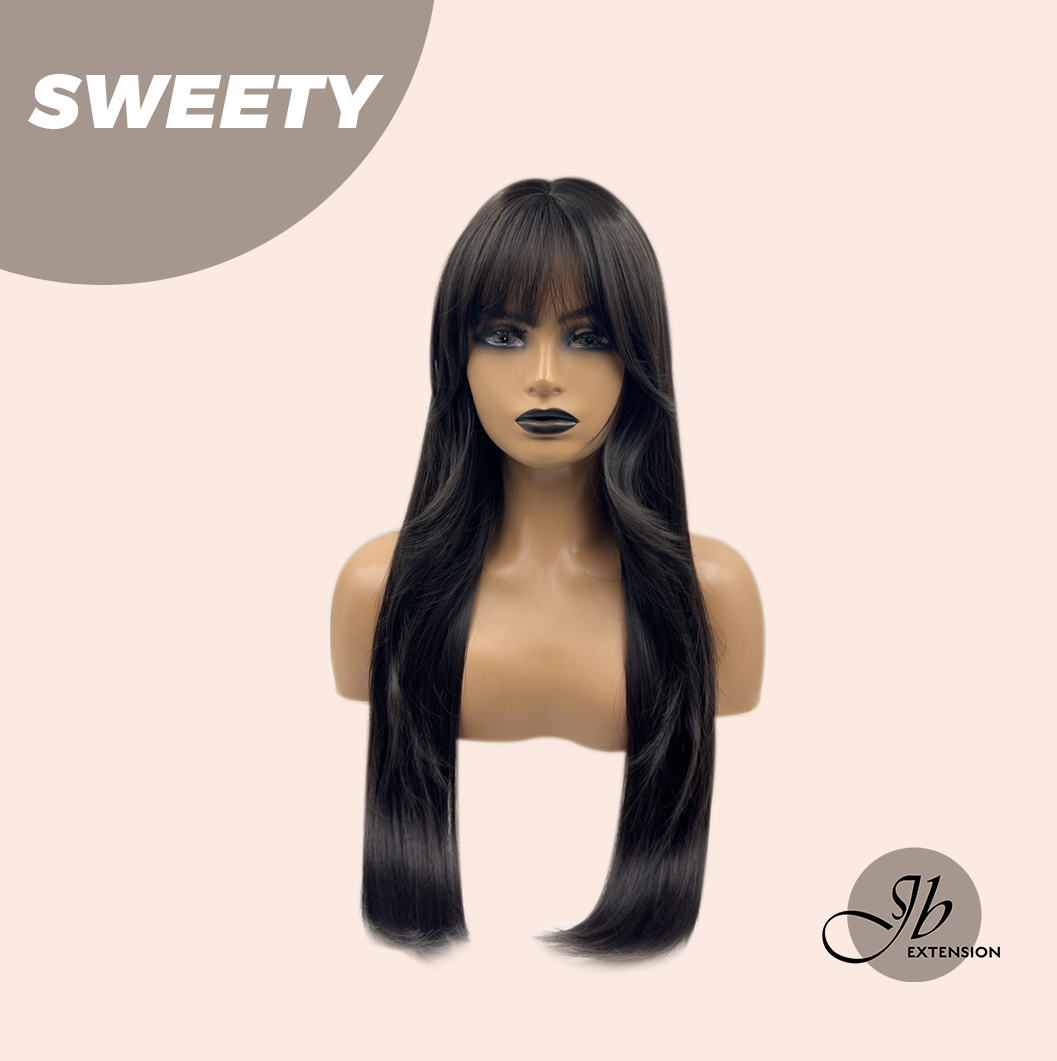 JBEXTENSION 28 Inches Midnight Brown( Black/Brown) Wig With Bangs SWEETY