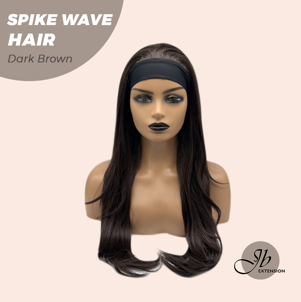 JBEXTENSION 24 Inches Long Curly Hair Dark Brown Headband Wig SPIKE WAVE HAIR - DARK BROWN
