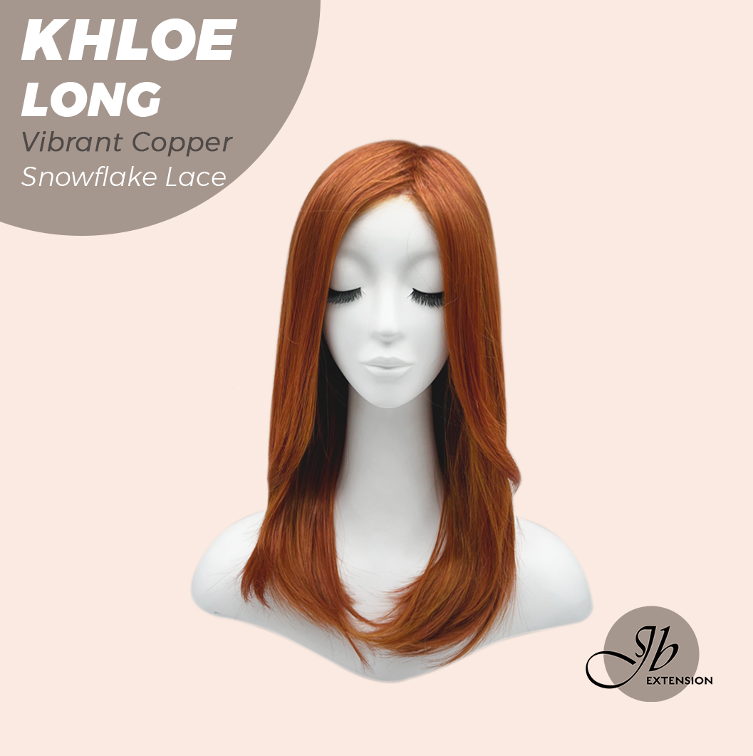 JBEXTENSION 18 Inches Vibrant Copper Pre-Cut Snowflake Lace Frontlace Glueless Wig KHLOE LONG VIBRANT COPPER【PERMATEASE】【BENDY EAR TABS】