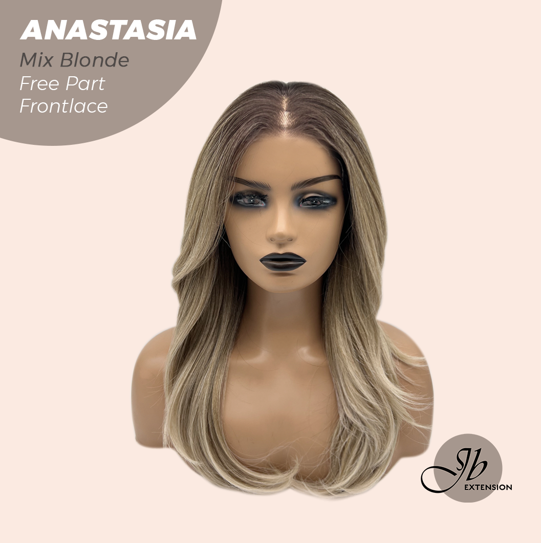 JBEXTENSION 20 Inches Mix Blonde Curly Pre-Cut 13X3 Lace Free Part Frontlace Glueless Wig ANASTASIA MIX BLONDE