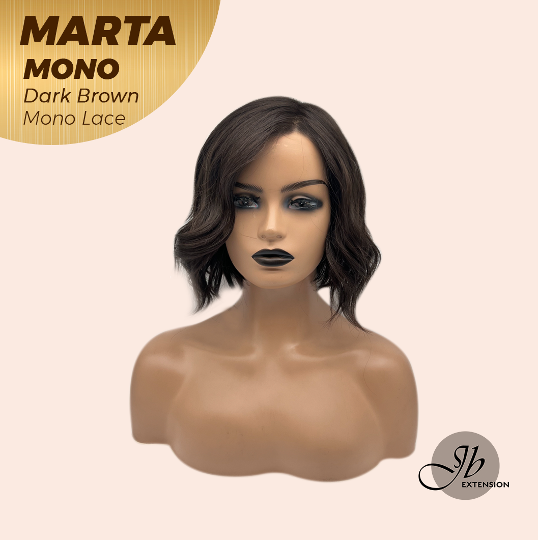 JBEXTENSION MARTA MONO DARK BROWN Monofilament Handmade Wig 6X5 Full Monofilament Hand Tied Top Wig 10 Inches Dark Brown Mono Lace Handmade Futura Fiber Wig With Anti-slip Silicone Strips Glueless Wig MARTA MONO DARK BROWN【BENDY EAR TABS】