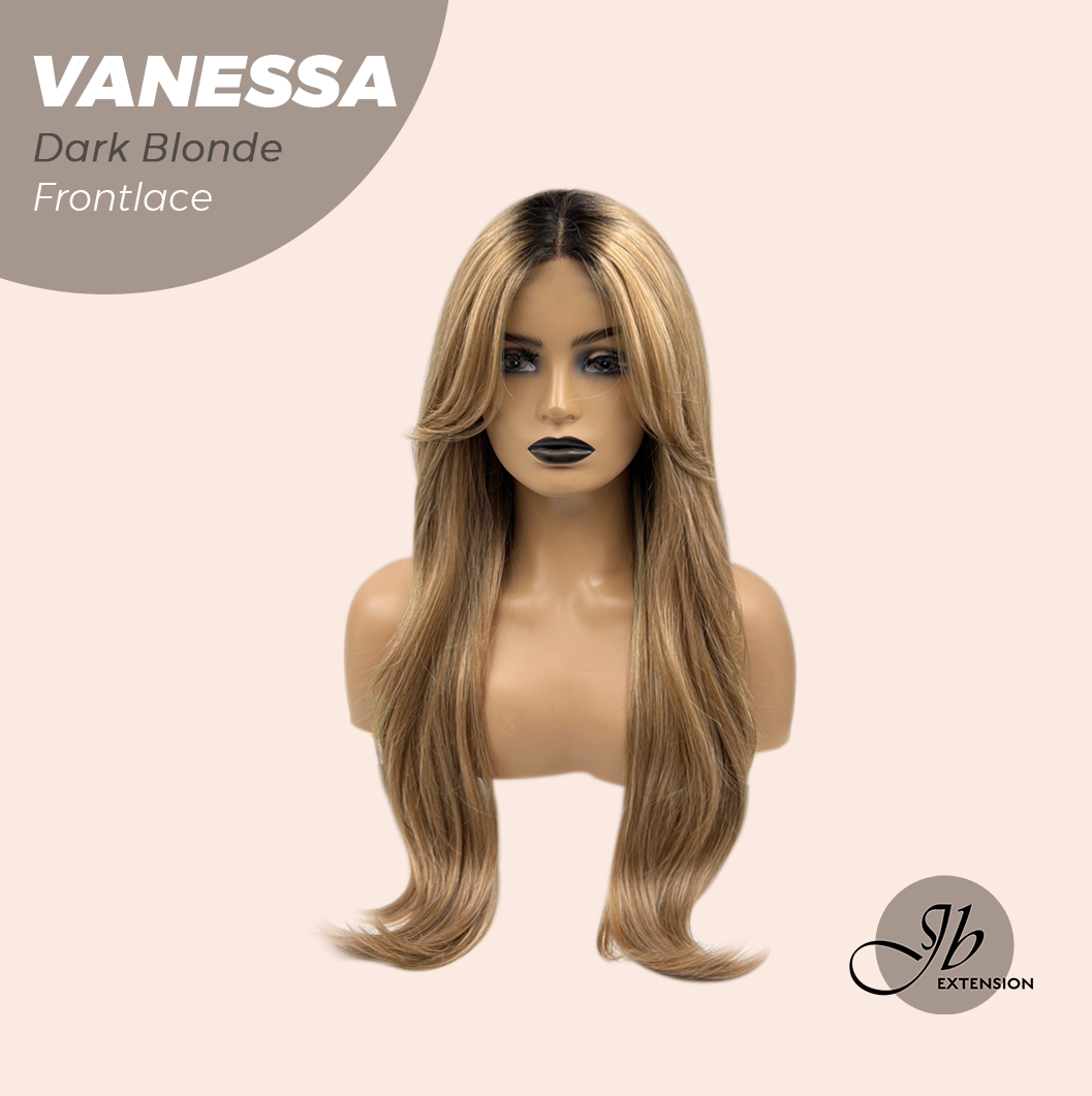 JBEXTENSION 26 Inches Curly Dark Blonde Pre-Cut Frontlace Wig VANESSA DARK BLONDE