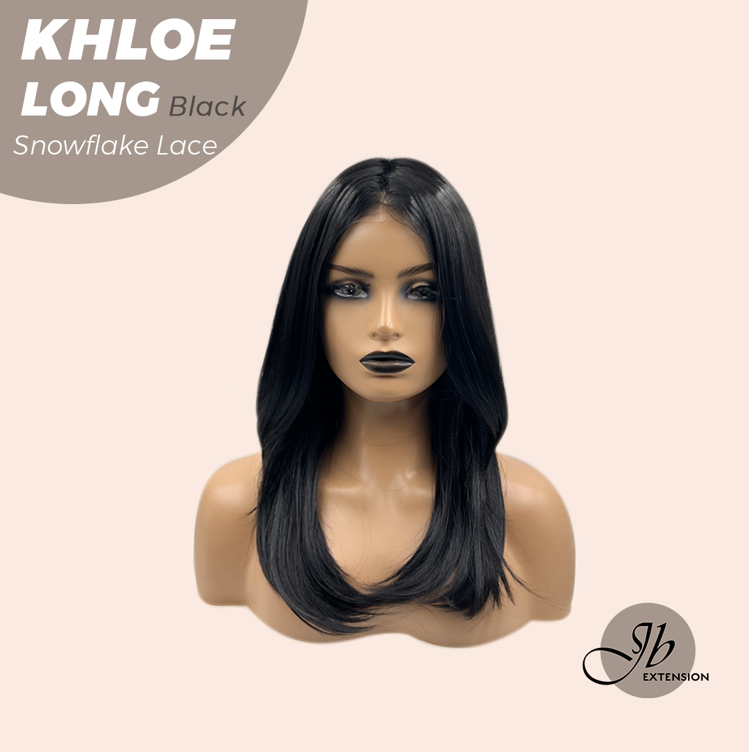 HOT OF SEASON - 18 Inches Black Pre-Cut Snowflake Lace Frontlace Glueless Wig KHLOE LONG BLACK【PERMATEASE】【BENDY EAR TABS】