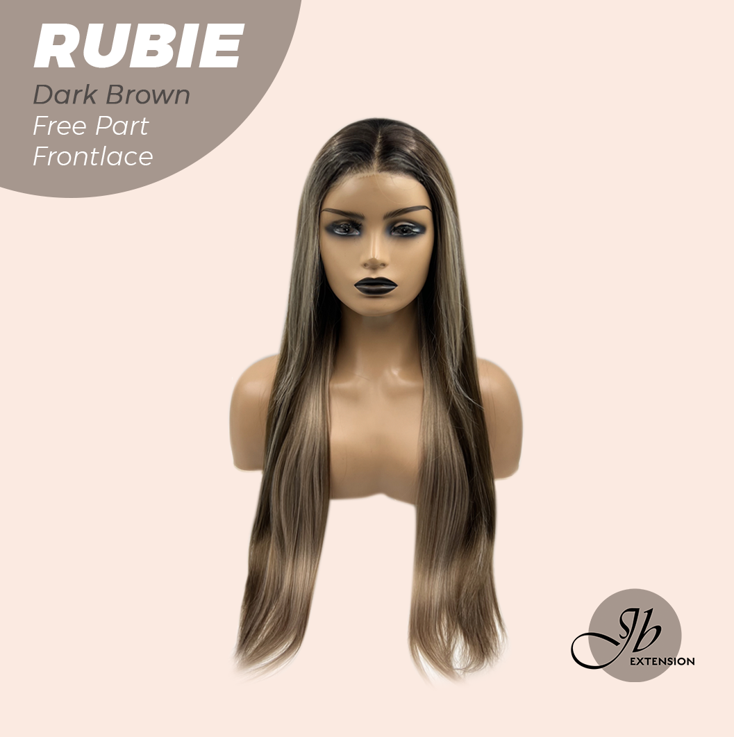 Get the Influencer Look with 30 Inches Dark Brown With Highlight Long Straight Fiber X-RUBIE DARK BROWN