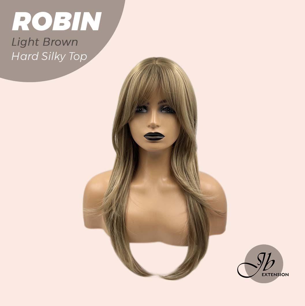 JBEXTENSION 22 Inches  Scalpiana Light Brown Wolf Cut 3.5X4 Hard Silky Top Natural Scalp Effect Wig ROBIN LIGHT BROWN