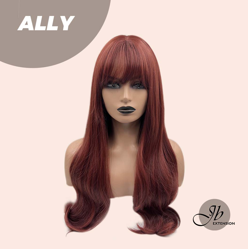 JBEXTENSION 25 Inches Red Curly Fashion Wig With Full Bangs ALLY