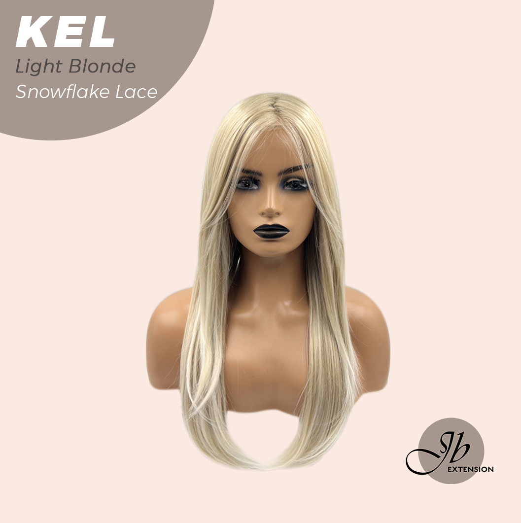 JBEXTENSION 22 Inches Light Blonde Pre-Cut Snowflake Lace Frontlace Glueless Wig KEL LIGHT BLONDE【PERMATEASE】【BENDY EAR TABS】- M/L