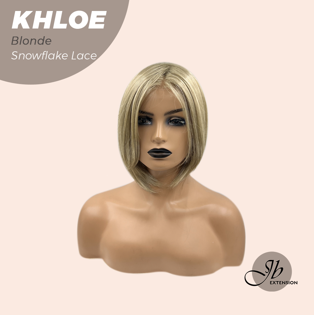 JBEXTENSION 12 Inches Bob Cut Blonde Pre-Cut Snowflake Lace Frontlace Glueless Wig KHLOE BLONDE【PERMATEASE】【BENDY EAR TABS】