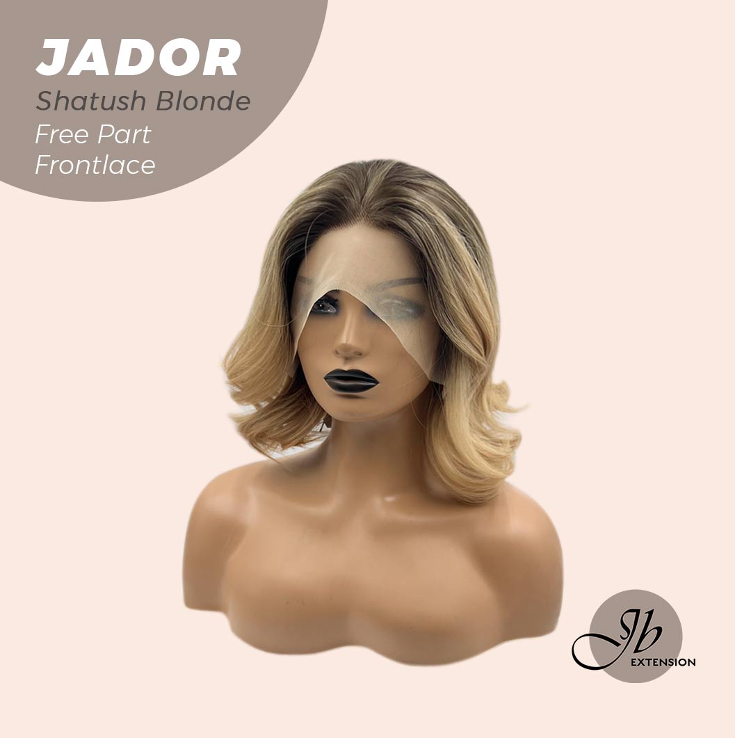 JBEXTENSION 10 Inches Shatush Dark Blonde Curly Lace Front Wig.Pre Plucked 13*4 HD Transparent Lace Frontal Handmade Futura Fiber Swiss Lace Synthetic Fiber Glueless Wig JADOR SHATUSH BLONDE