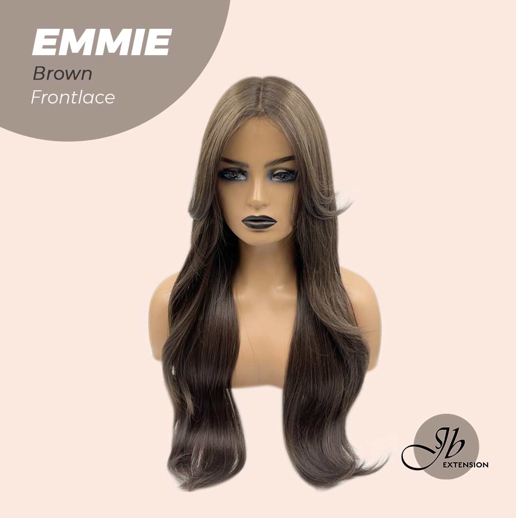 Nichole's Selection - 26 Inches Curly Women Cold Brown Wig Pre-Cut Frontlace Glueless Wig EMMIE BROWN