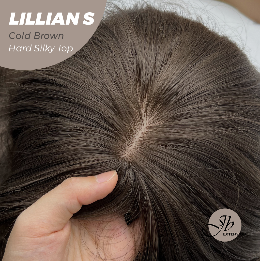 JBEXTENSION 22 Inches Scalpiana Cold Brown Curly 3.5X4 Hard Silky Top Natural Scalp Effect Wig LILLIAN S COLD BROWN