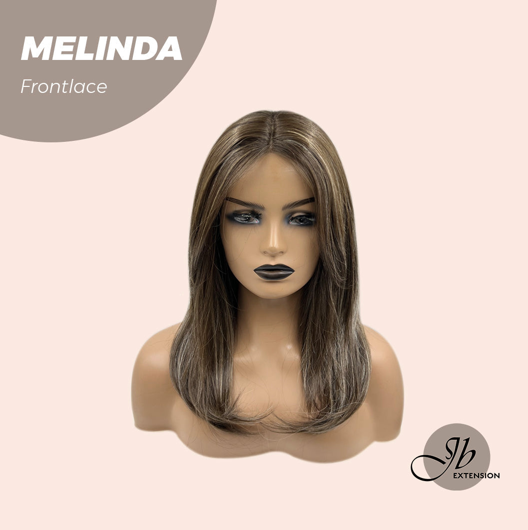 Nichole's Selection -  18 Inches Brown With Highlight Pre-Cut Frontlace Glueless Side Part Wig MELINDA