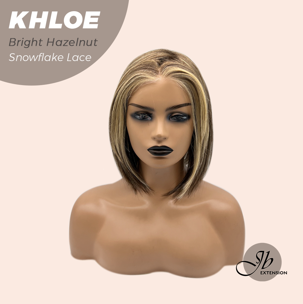 JBEXTENSION 12 Inches Bob Cut Bright Hazelnut Pre-Cut Snowflake Lace Frontlace Glueless Wig KHLOE BRIGHT HAZELNUT【PERMATEASE】【BENDY EAR TABS】