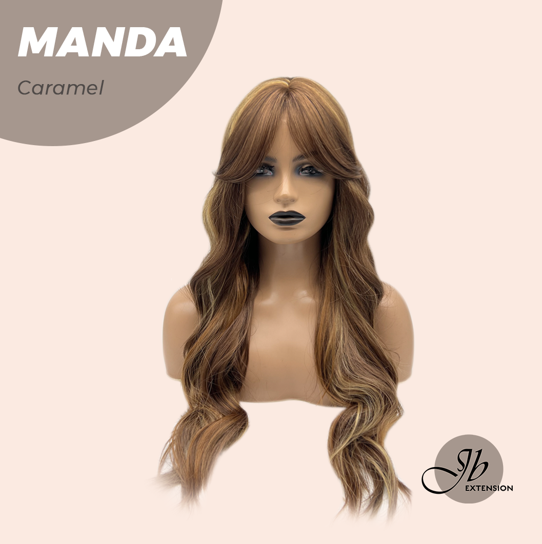 JBEXTENSION 26 Inches Long Caramel Body Wave With Bangs MANDA CARAMEL