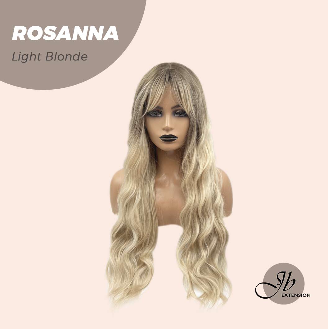 JBEXTENSION 28 Inches Long Body Wave Light Blonde Wig With Bangs ROSANNA LIGHT BLONDE