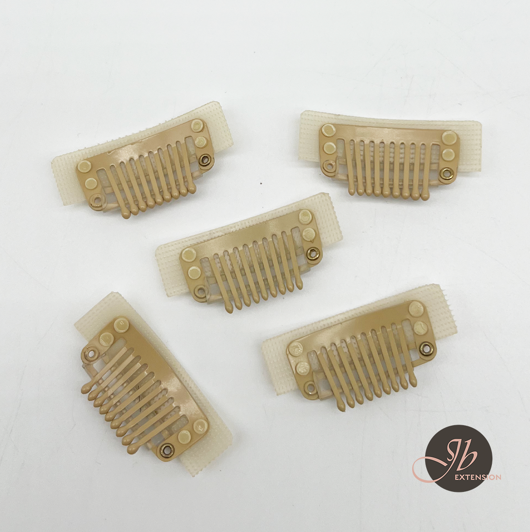 JBEXTENSION 5 Pcs 9-teeth Hair Extension Adjustable Smart Clips Hair Extension Wigs Reusable Snap Clips Comb Small Snap Wig Accessories for Women Wigs Smart Clips 5 Pcs