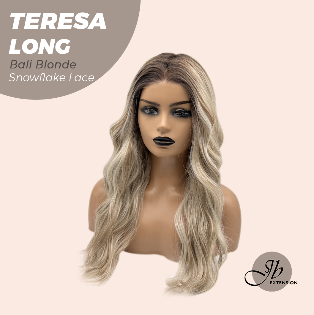 JBEXTENSION 22 Inches Long Bali Blonde Pre-Cut Snowflake Lace Frontlace Glueless Wig TERESA LONG BALI BLONDE【PERMATEASE】【BENDY EAR TABS】