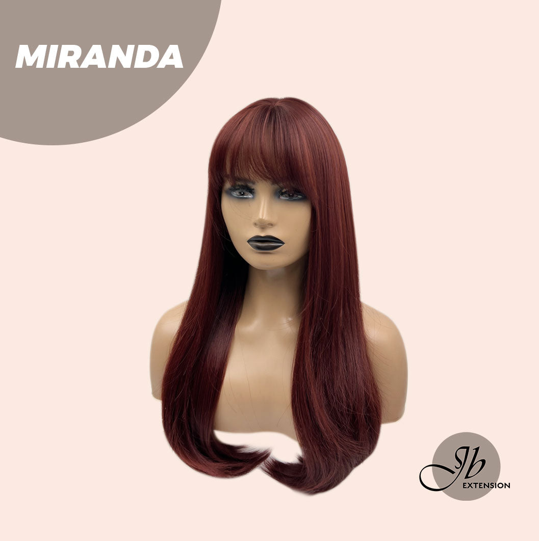 JBEXTENSION 22 Inches Dark Red Curly Wig With Bangs MIRANDA