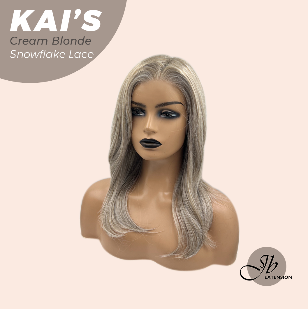 JBEXTENSION 18 Inches Cream Blonde Pre-Cut Snowflake Lace Frontlace Glueless Wig KAI'S CREAM BLONDE【PERMATEASE】【BENDY EAR TABS】