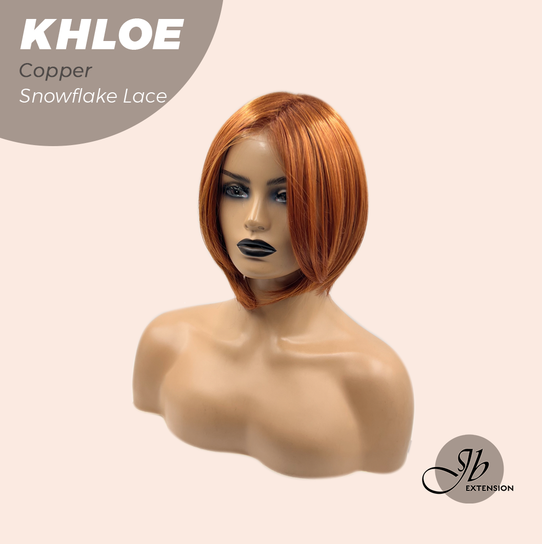 JBEXTENSION 12 Inches Bob Cut Copper Pre-Cut Snowflake Lace Frontlace Glueless Wig KHLOE COPPER【PERMATEASE】【BENDY EAR TABS】