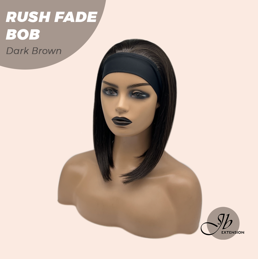 JBEXTENSION 12 Inches Short Hair Dark Brown Headband Wig RUSH FADE BOB - DARK BROWN