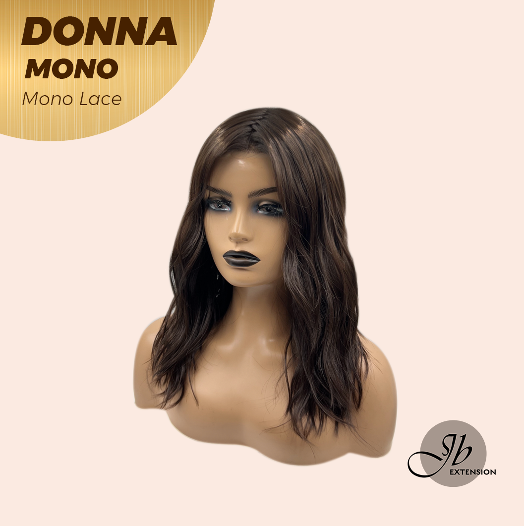 JBEXTENSION DONNA MONO Monofilament Handmade Wig 6X5 Full Monofilament Hand Tied Top Wig 18 Inches Dark Brown Wave Mono Lace Wig With Anti-slip Silicone Strips Glueless Wig DONNA MONO【BENDY EAR TABS】