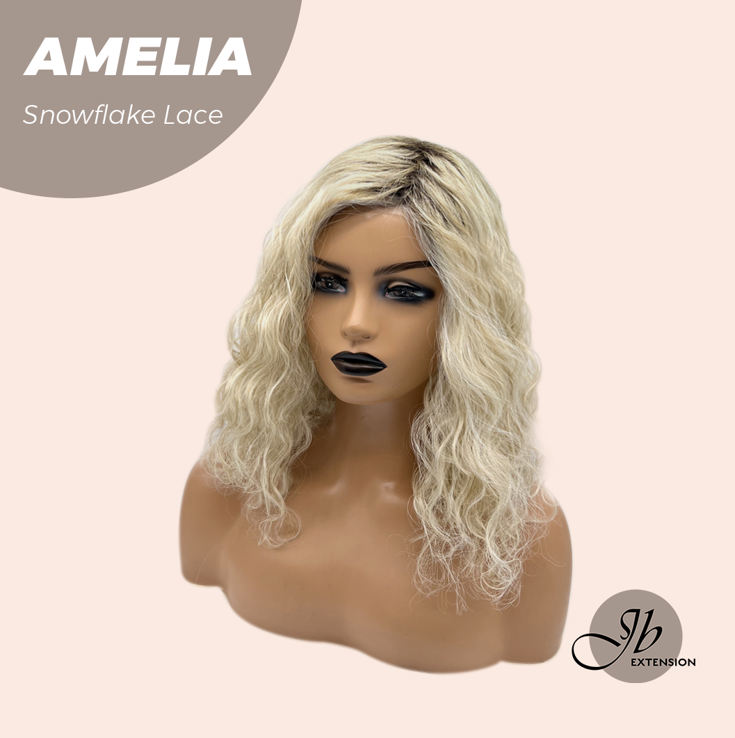 JBEXTENSION 13 Inches Deep Curly Blonde Pre-Cut Snowflake Lace Frontlace Glueless Wig AMELIA【PERMATEASE】【BENDY EAR TABS】