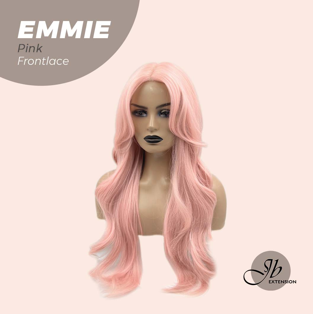 JBEXTENSION 26 Inches Curly Women Pink Wig Pre-Cut Frontlace Glueless Wig EMMIE PINK