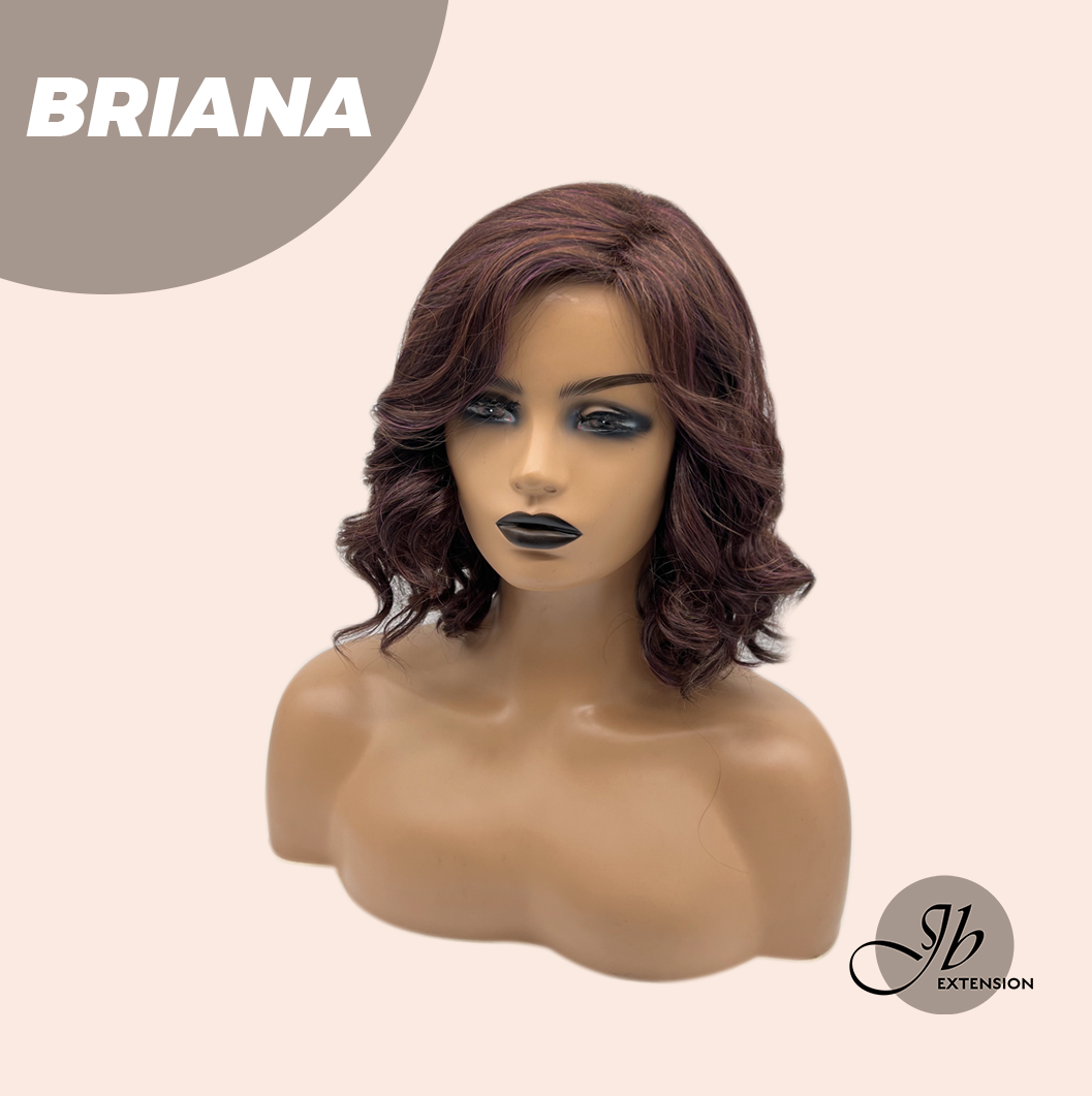 JBEXTENSION 13 Inches Dark Red Curly Women Fashion Full Machine Wig With Bangs BRIANA【PLUS PERMATEASE】【BENDY EAR TABS】