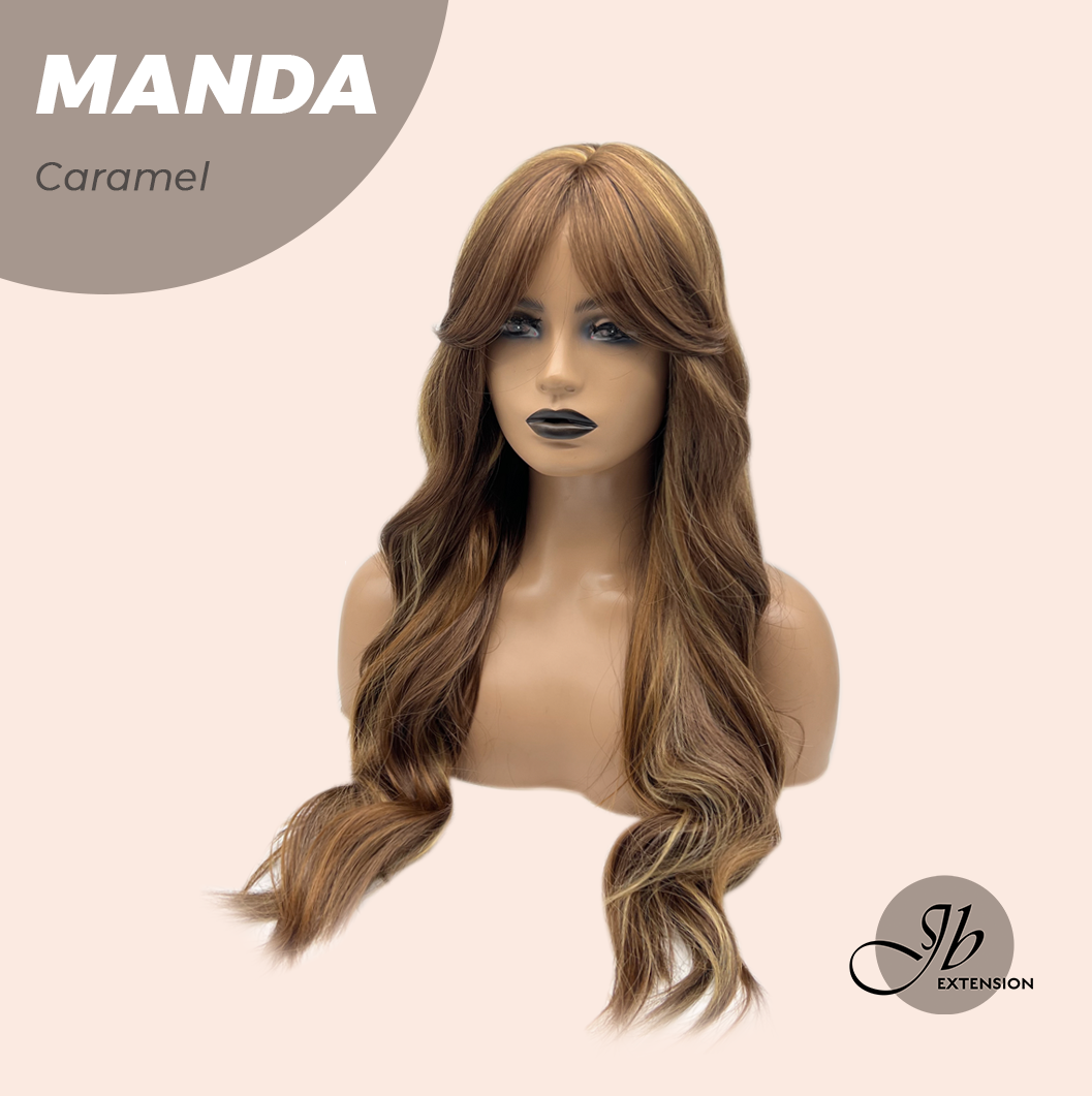 JBEXTENSION 26 Inches Long Caramel Body Wave With Bangs MANDA CARAMEL
