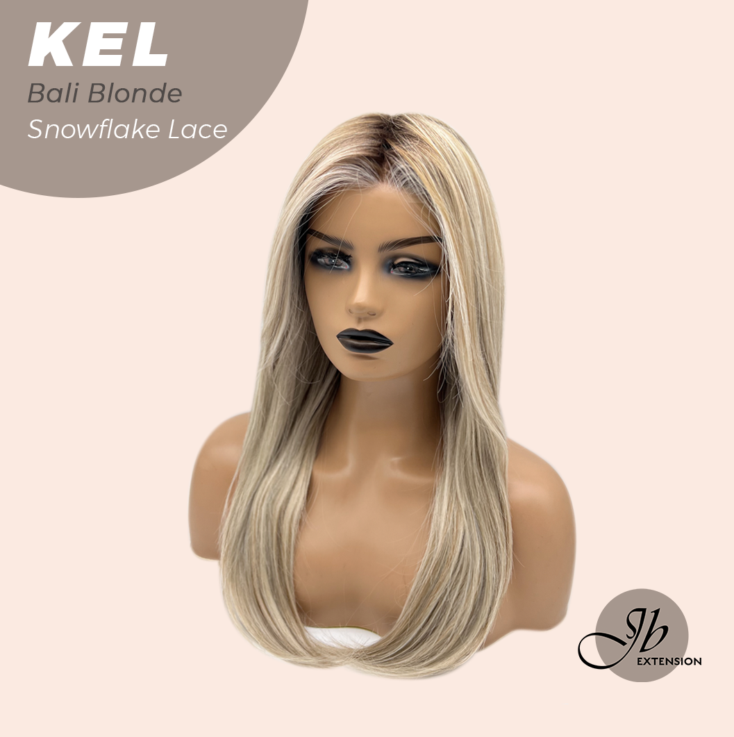JBEXTENSION 22 Inches Bali Blonde Pre-Cut Snowflake Lace Frontlace Glueless Wig KEL BALI BLONDE【PERMATEASE】【BENDY EAR TABS】- S/M