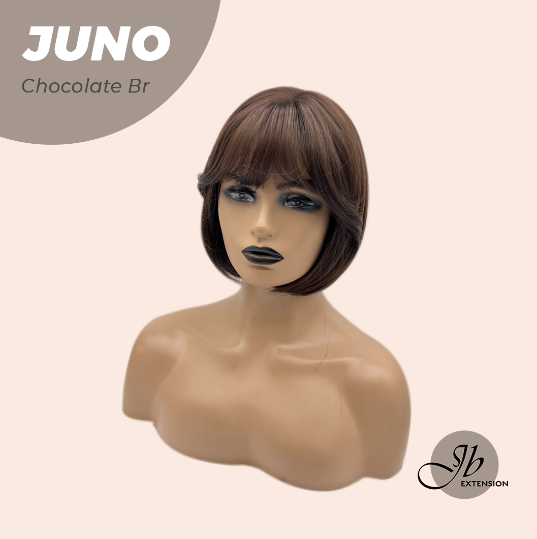 JBEXTENSION 10 Inches Short Chocolate Brown Wig with Bangs JUNO