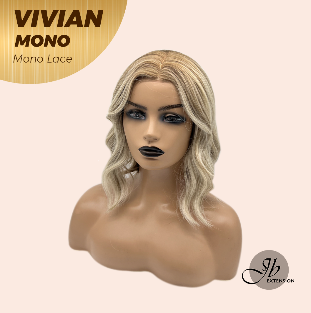 JBEXTENSION VIVIAN MONO Monofilament Handmade Wig 6X5 Full Monofilament Hand Tied Top Wig 12 Inches Blonde Wave Mono Lace Wig With Anti-slip Silicone Strips Glueless Wig VIVIAN MONO【BENDY EAR TABS】