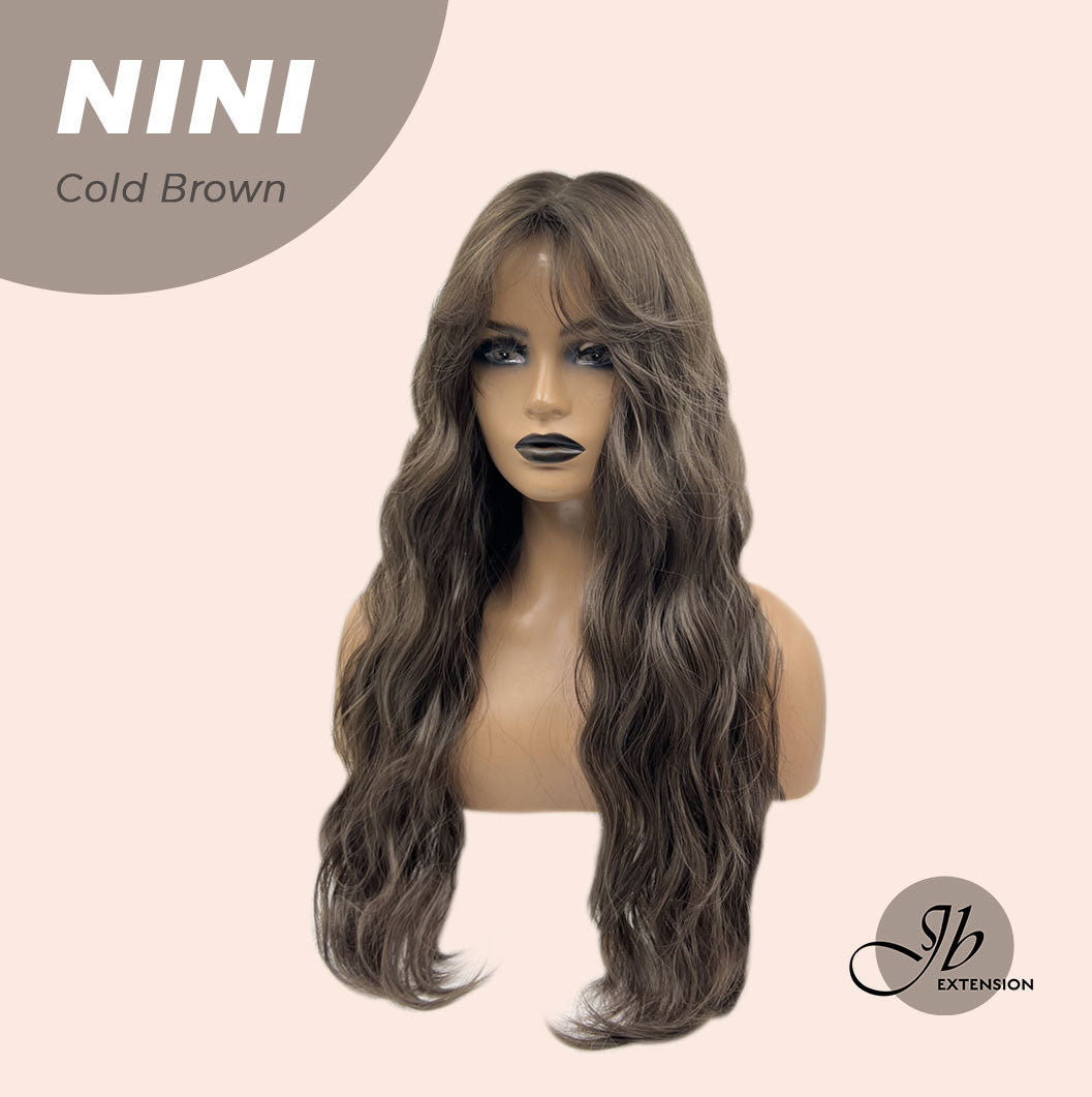 JBEXTENSION 24 Inches Cold Brown Body Wave Wig With Cute Bangs NINI