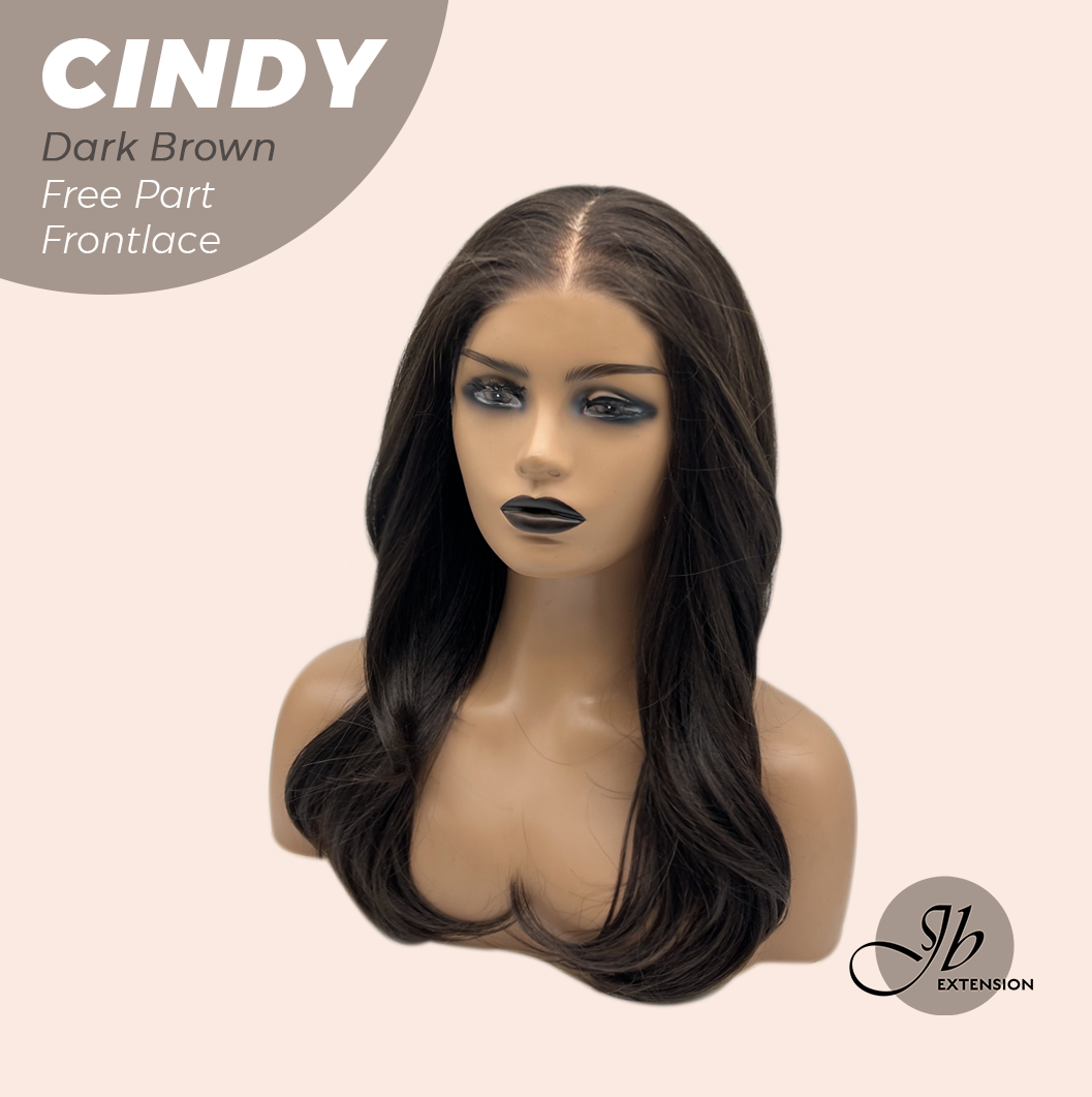 JBEXTENSION 20 Inches Dark Brown Curly Pre-Cut 9X6 U Lace Free Part Frontlace Glueless Wig CINDY DARK BROWN