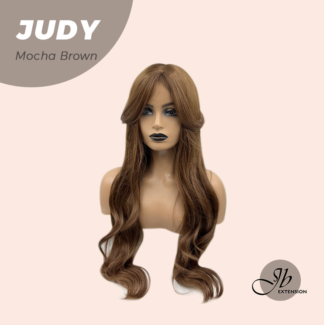 JBEXTENSION 26 Inches Long Curly Mocha Brown Wig JUDY MOCHA BROWN