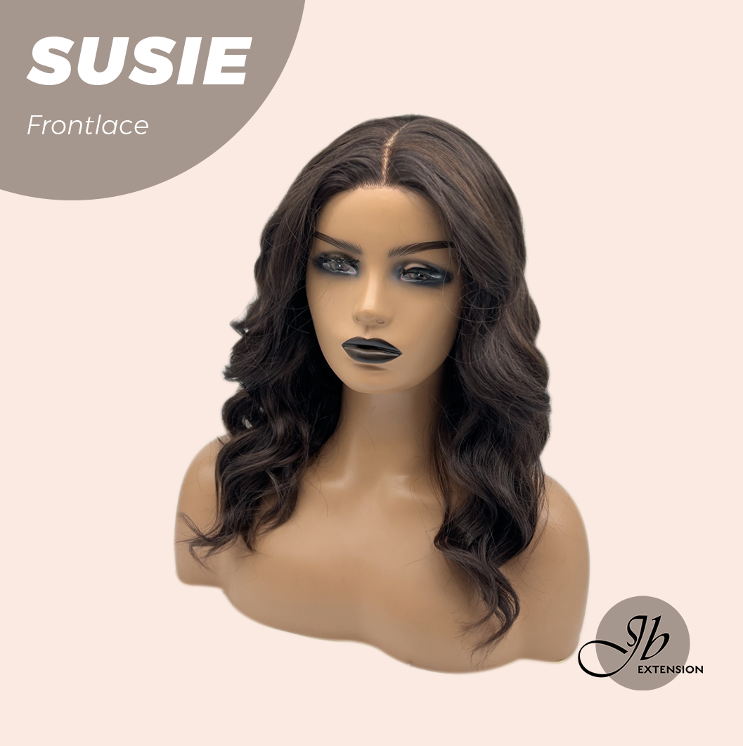 JBEXTENSION 16 Inches Dark Brown Women Pre-Cut Frontlace Glueless Wig SUSIE