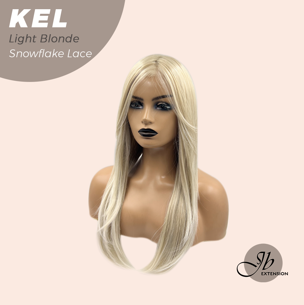 JBEXTENSION 22 Inches Light Blonde Pre-Cut Snowflake Lace Frontlace Glueless Wig KEL LIGHT BLONDE【PERMATEASE】【BENDY EAR TABS】- S/M
