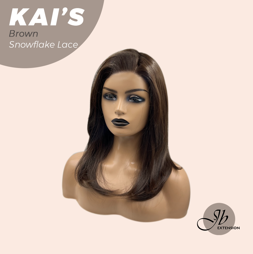 JBEXTENSION 18 Inches Brown Pre-Cut Snowflake Lace Frontlace Glueless Wig KAI'S BROWN【PERMATEASE】【BENDY EAR TABS】
