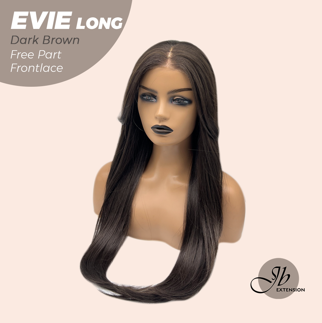 JBEXTENSION 26 Inches Dark Brown Pre-Cut Free Part Frontlace Glueless Wig EVIE LONG