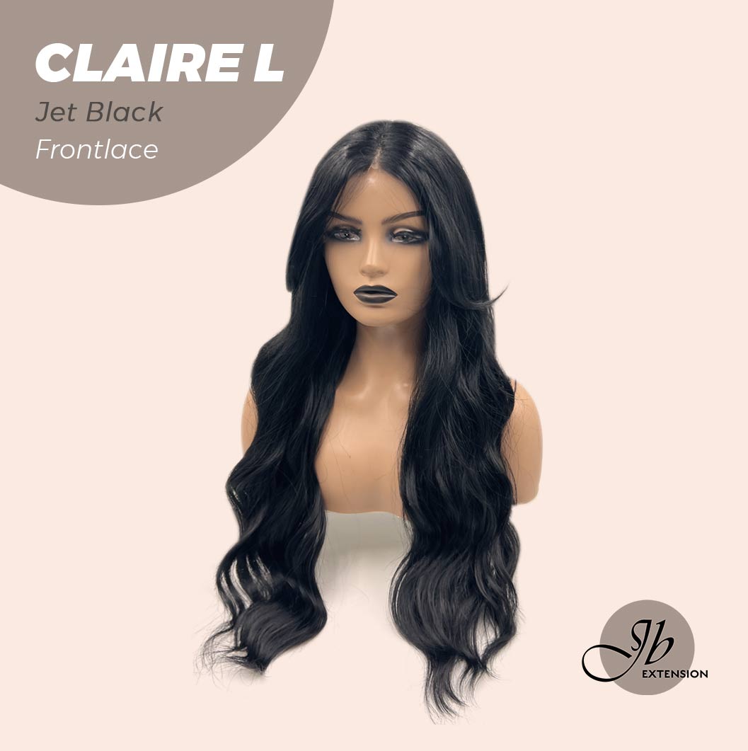 JBEXTENSION 26 Inches Body Wave Jet Black Pre-Cut Frontlace Glueless Wig CLAIRE L BLACK