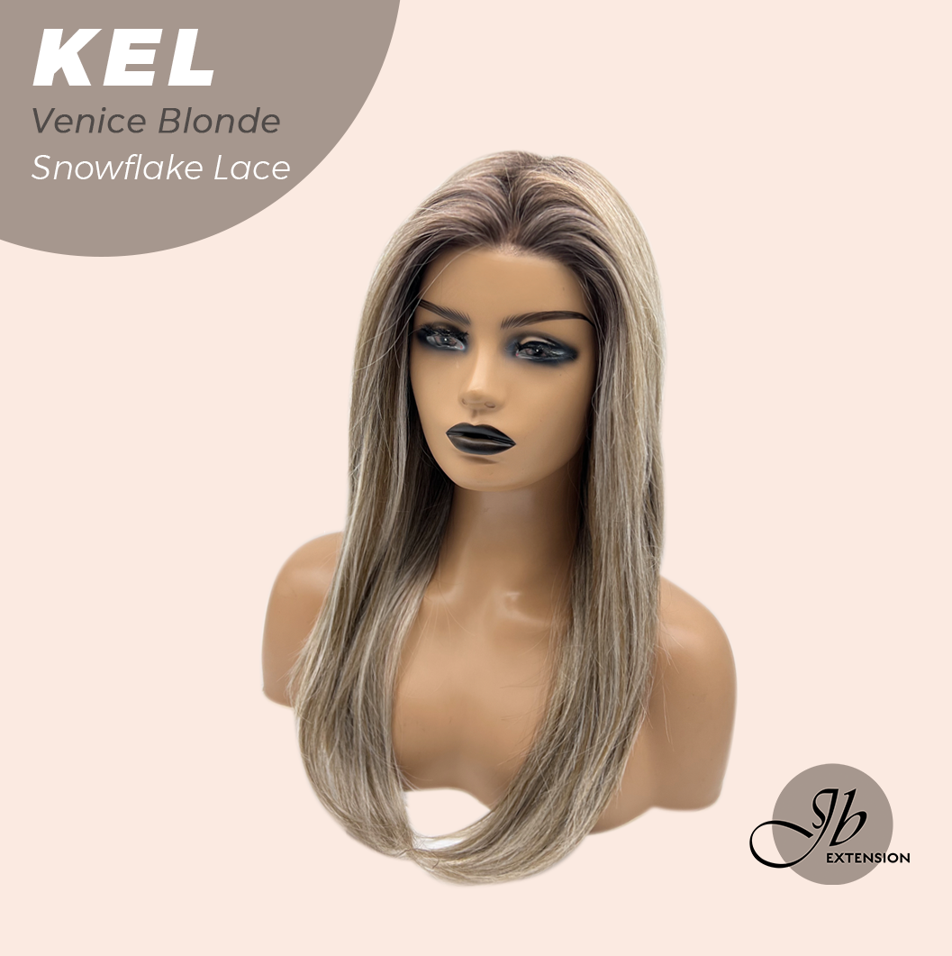 JBEXTENSION 22 Inches Venice Blonde Pre-Cut Snowflake Lace Frontlace Glueless Wig KEL VENICE BLONDE【PERMATEASE】【BENDY EAR TABS】- M/L