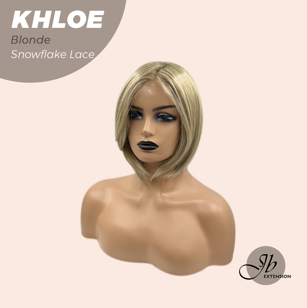 JBEXTENSION 12 Inches Bob Cut Blonde Pre-Cut Snowflake Lace Frontlace Glueless Wig KHLOE BLONDE【PERMATEASE】【BENDY EAR TABS】